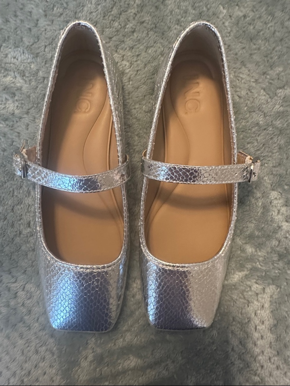 INC International Concepts Silver Mary Jane Flats